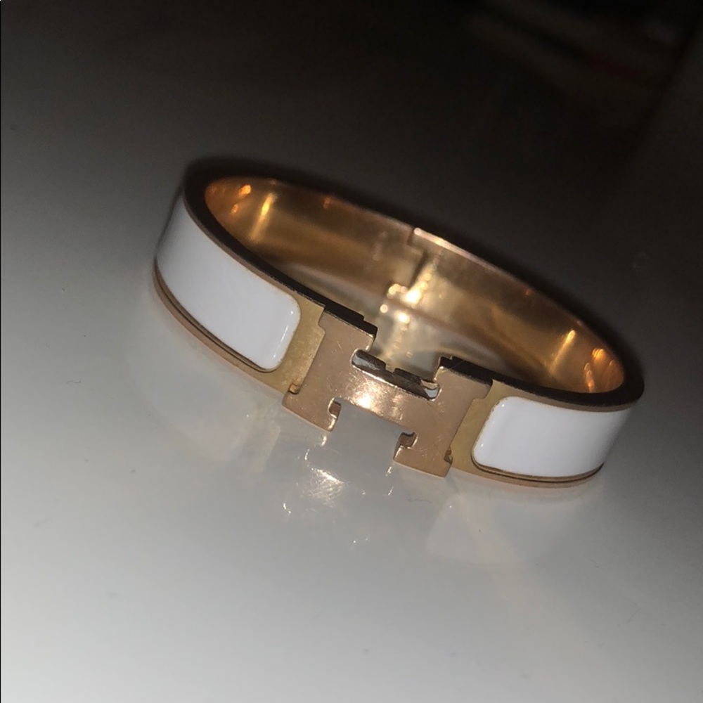 Hermès clic H bracelet, blanc (rose gold)